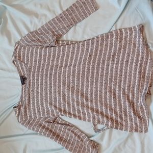 Medium gray and white quarter sleeved sweater from The Limited.